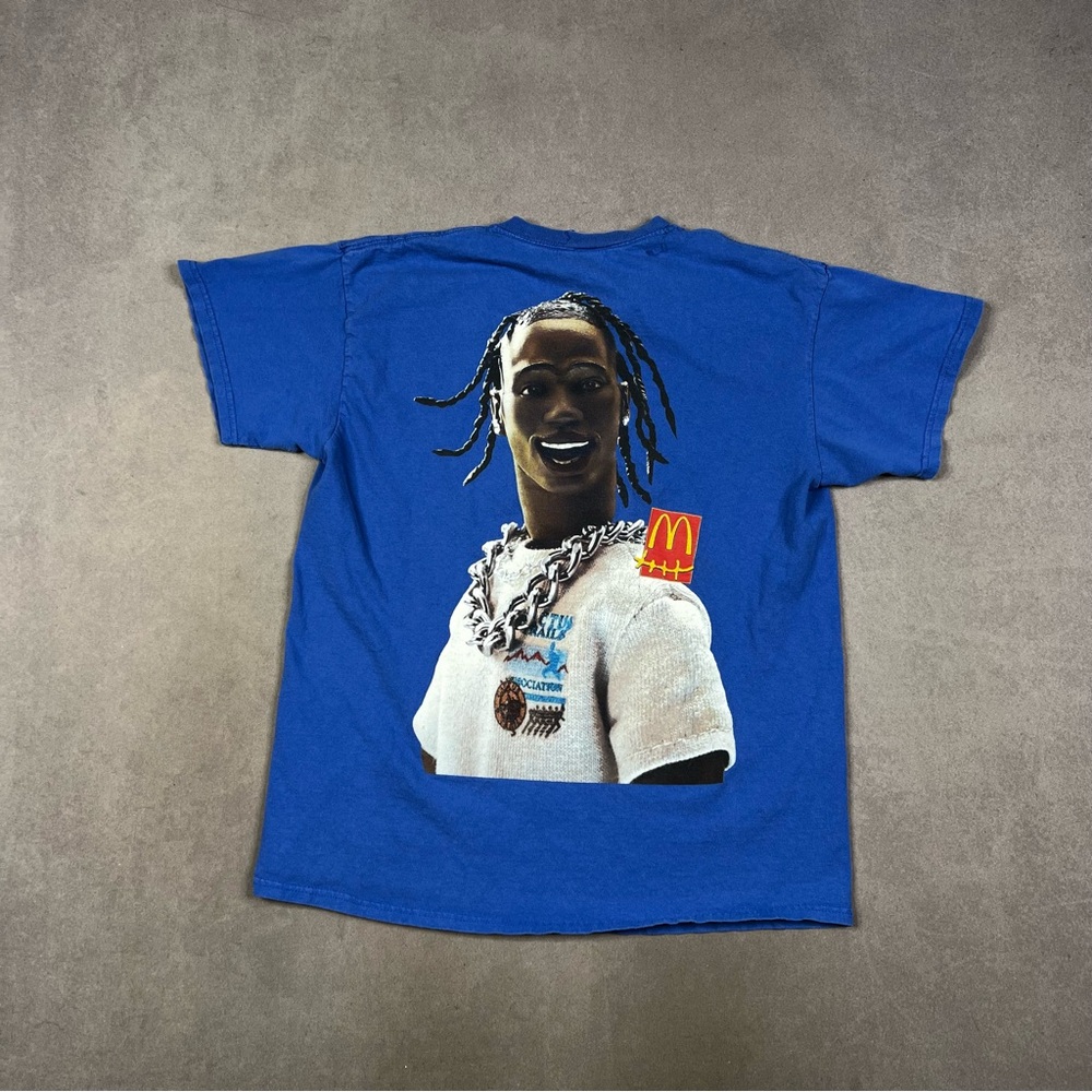 Cactus Jack Blue Graphic Tee with Bold Design Travis Scott McDonald’s
